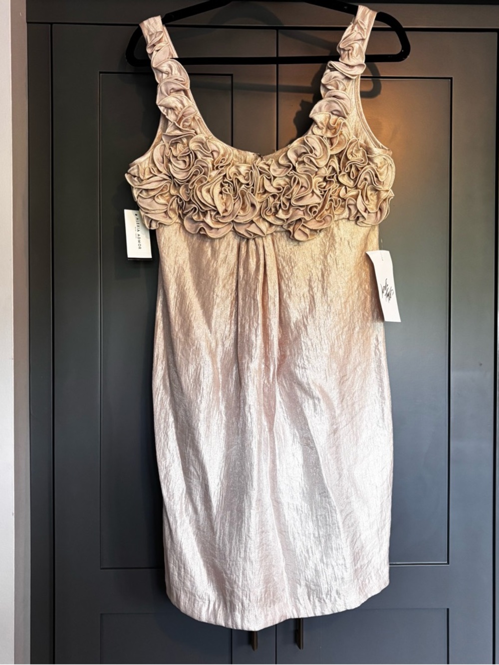 Alexia Admor Champagne Cocktail Dress with Rosette details. NWT